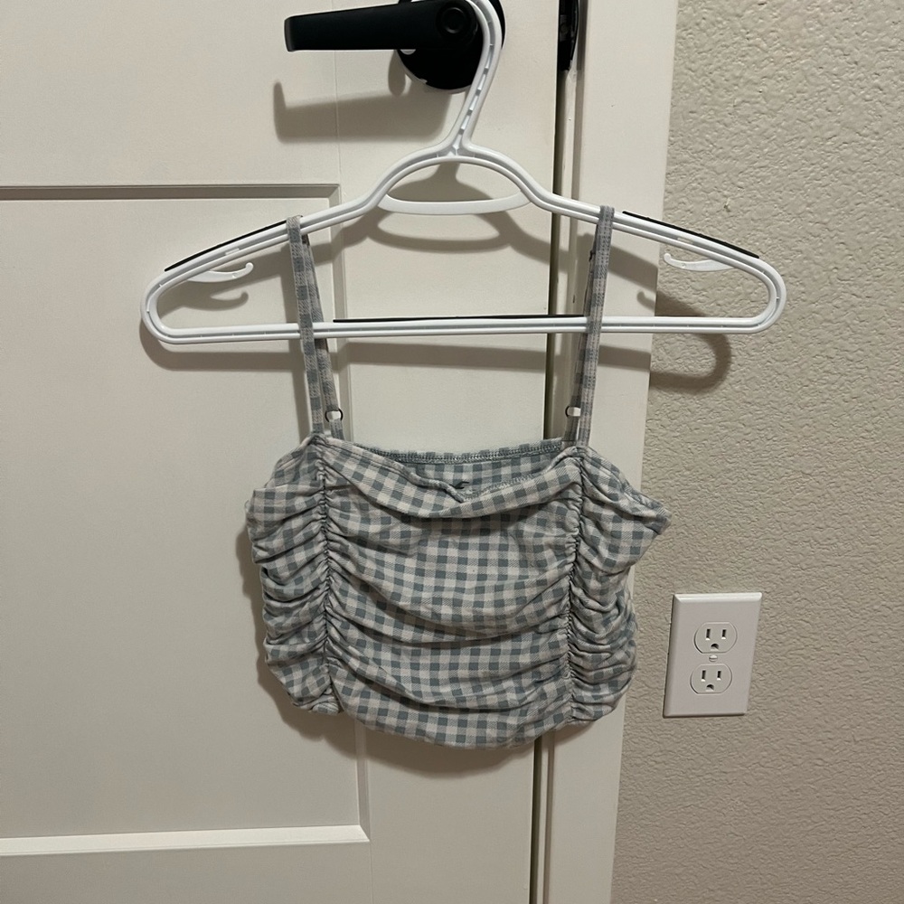Blue & White Checkered Holister Crop Top Size M